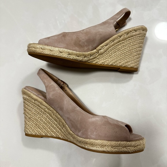 Stuart Weitzman Jean Espadrile Suede Platform Wedge Sandal in Beige - Picture 7 of 9